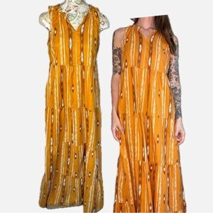 Sonoma Boho 100% Cotton Maxi Dress Festival Tiered Small